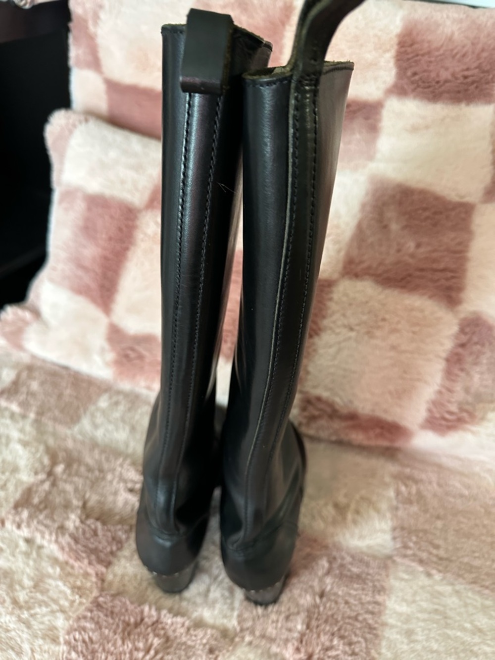 Swedish Hasbeens knee high black leather boots size 8.5 made in Italy - Picture 4 of 8